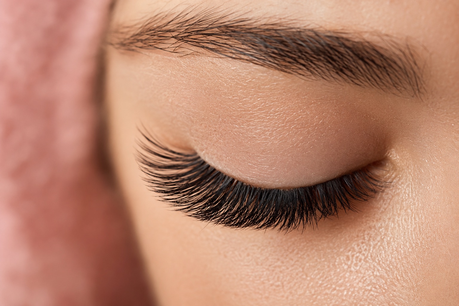 Close-up of volume eyelash extensions - Fairylady Lashes Close-up of volume eyelash extensions on a closed eye at Fairylady Eyelash in Diamond Bar, CA